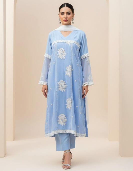 1 Piece Embroidred Chiffon Kurta ( Lined )