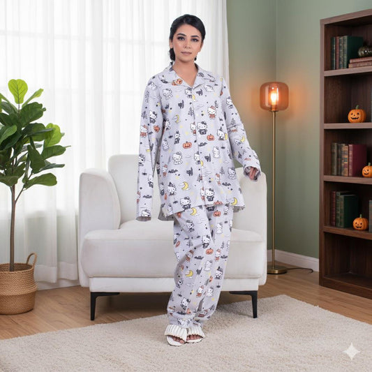2 Piece PJ Suit- Cotton Glow in Dark ( Shirt + Trouser)