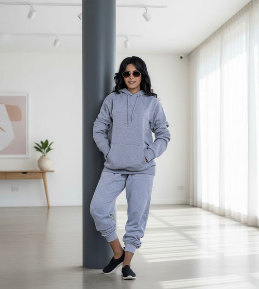 Cotton Fleece Zipper Hoodie Grey 1 piece