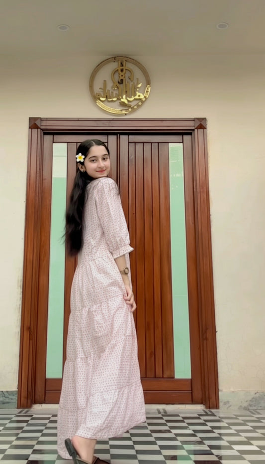 Light Pink Cotton Maxi Dress – 1 Piece Casual Wear