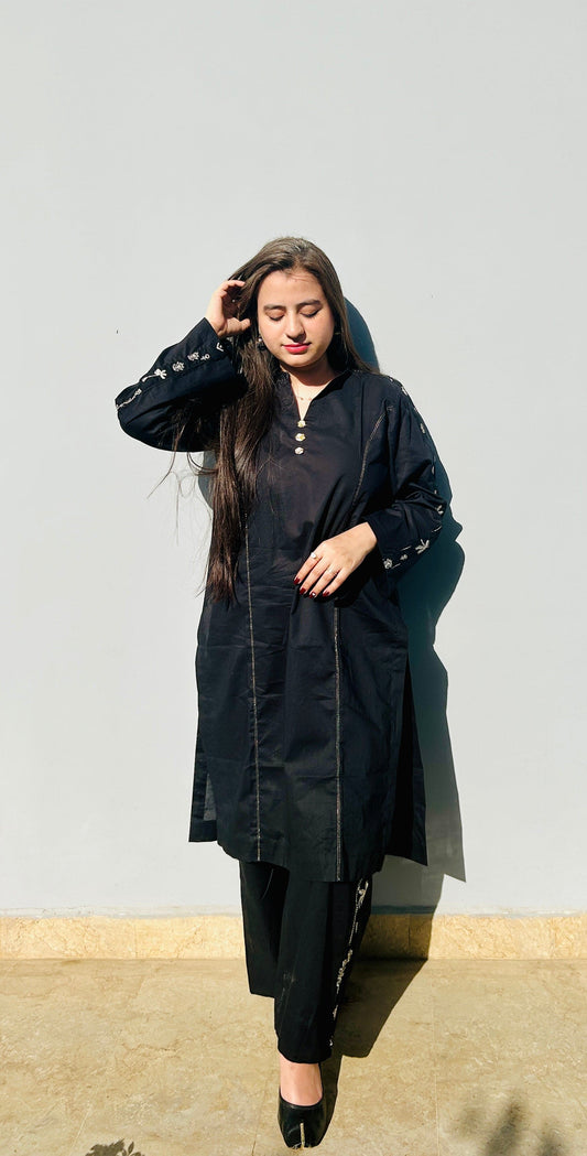 2 Piece Embroidred Cotton Suit