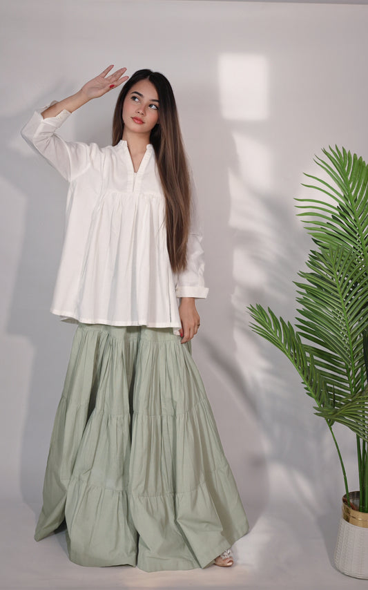 Sage Green Cotton Maxi Skirt