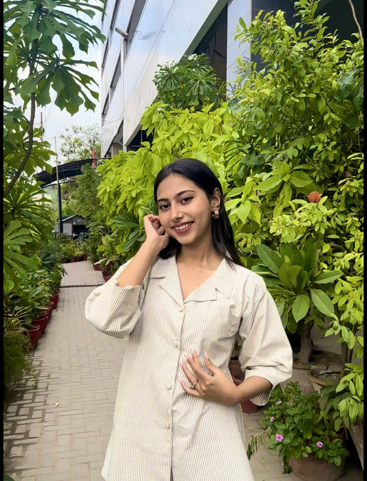 Women's Striped Cotton Co-Ord Set | Casual 2-Piece Outfit