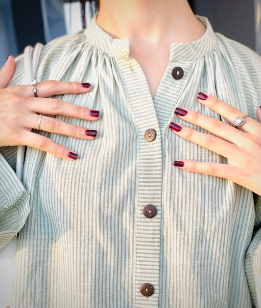 Yarn Dyed Cotton 2-Piece with Wooden Buttons