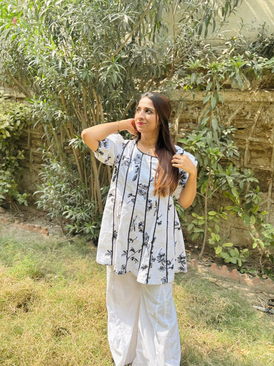 Women's Cotton Printed Co-Ord Set with Dhaka Pants