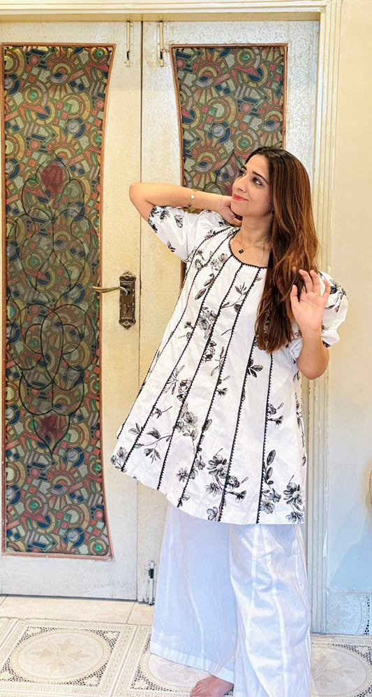 Women's Cotton Printed Co-Ord Set with Dhaka Pants