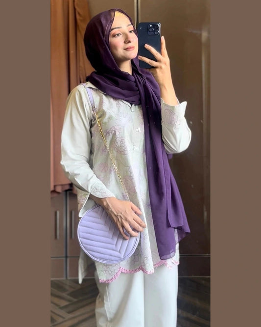 2 Piece Cotton Embroidred Co- Ord Set