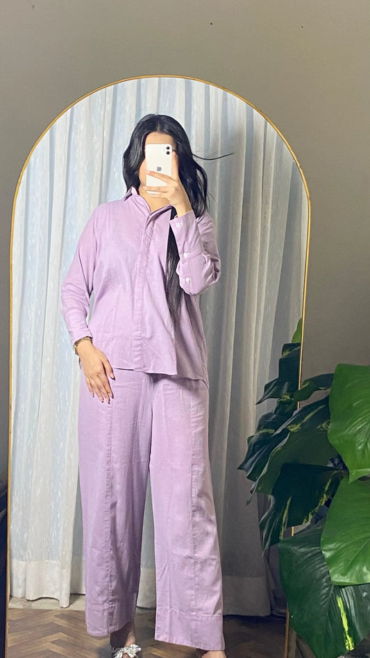 Garment Dyed Cotton Lavender Co-Ord Set