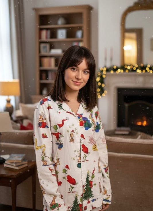Women Pajama Suit – Christmas Cartoon Print
