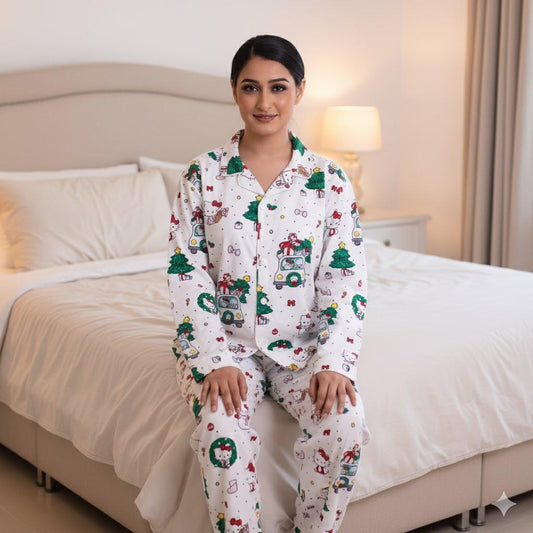 2 Piece PJ Suit- Cotton Comfy Flannel ( Shirt + Trouser)