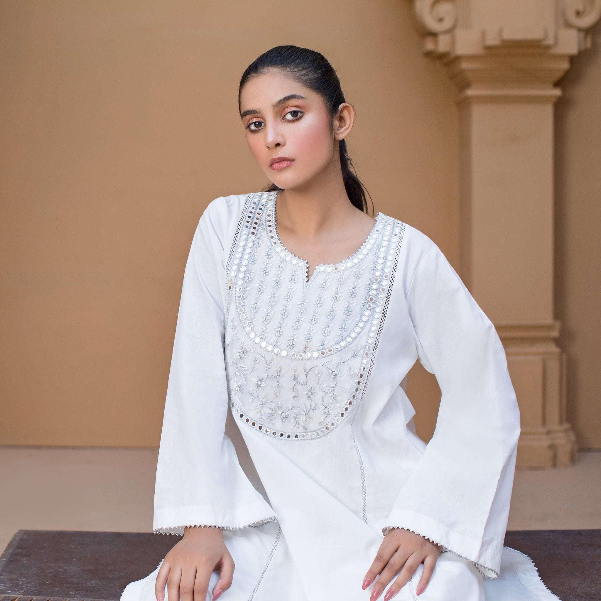 1 Piece Cotton Sequence Embroidered Kurta