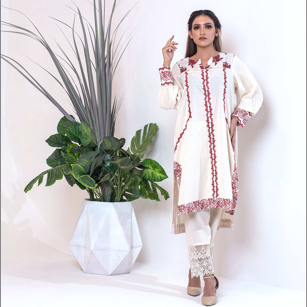 1 Piece Cotton Embroidered Co- Ord Set