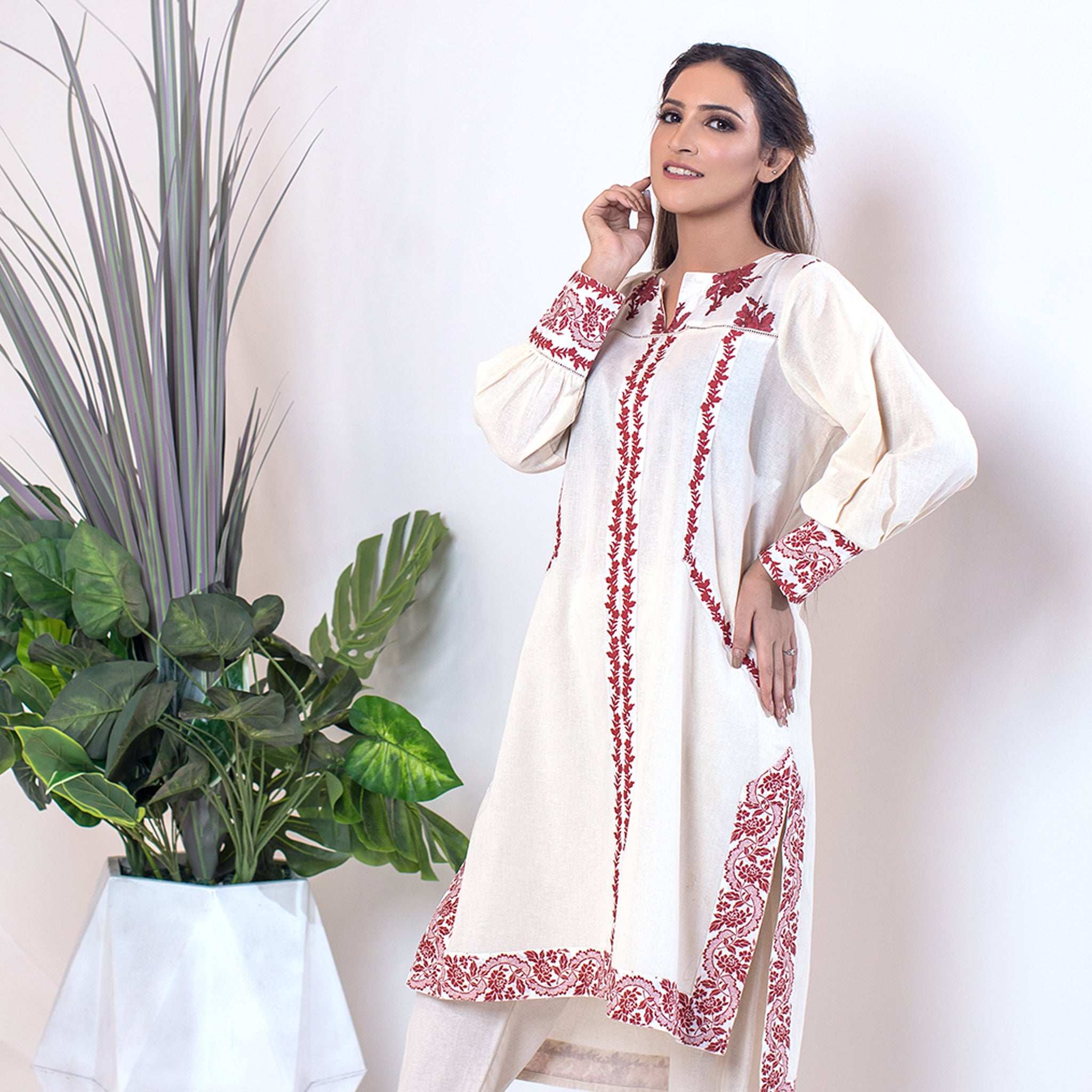 1 Piece Cotton Embroidered Co- Ord Set