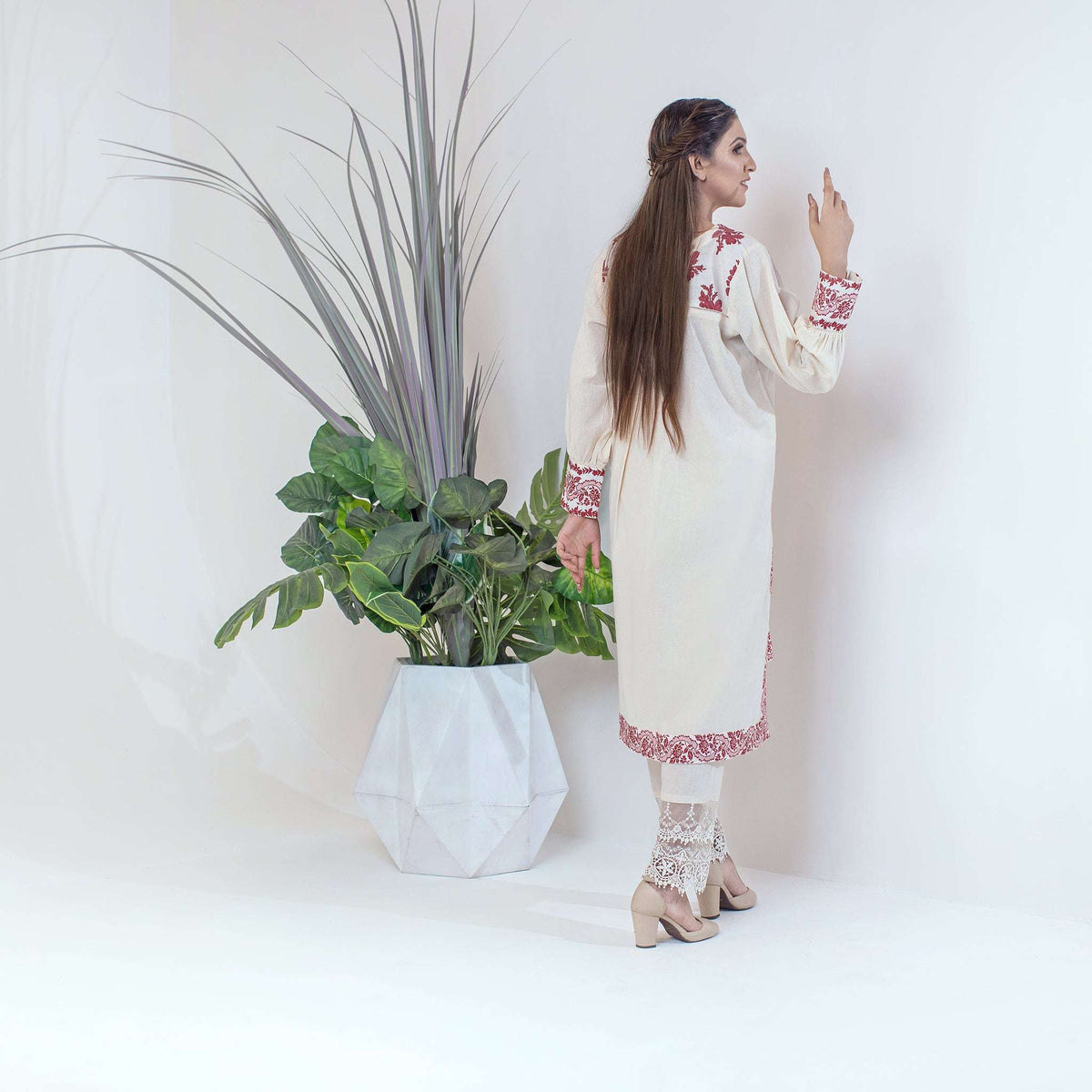 1 Piece Cotton Embroidered Co- Ord Set