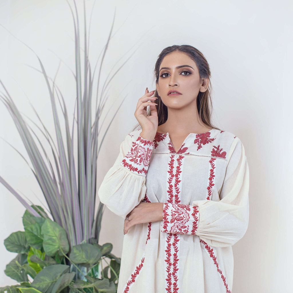 1 Piece Cotton Embroidered Co- Ord Set