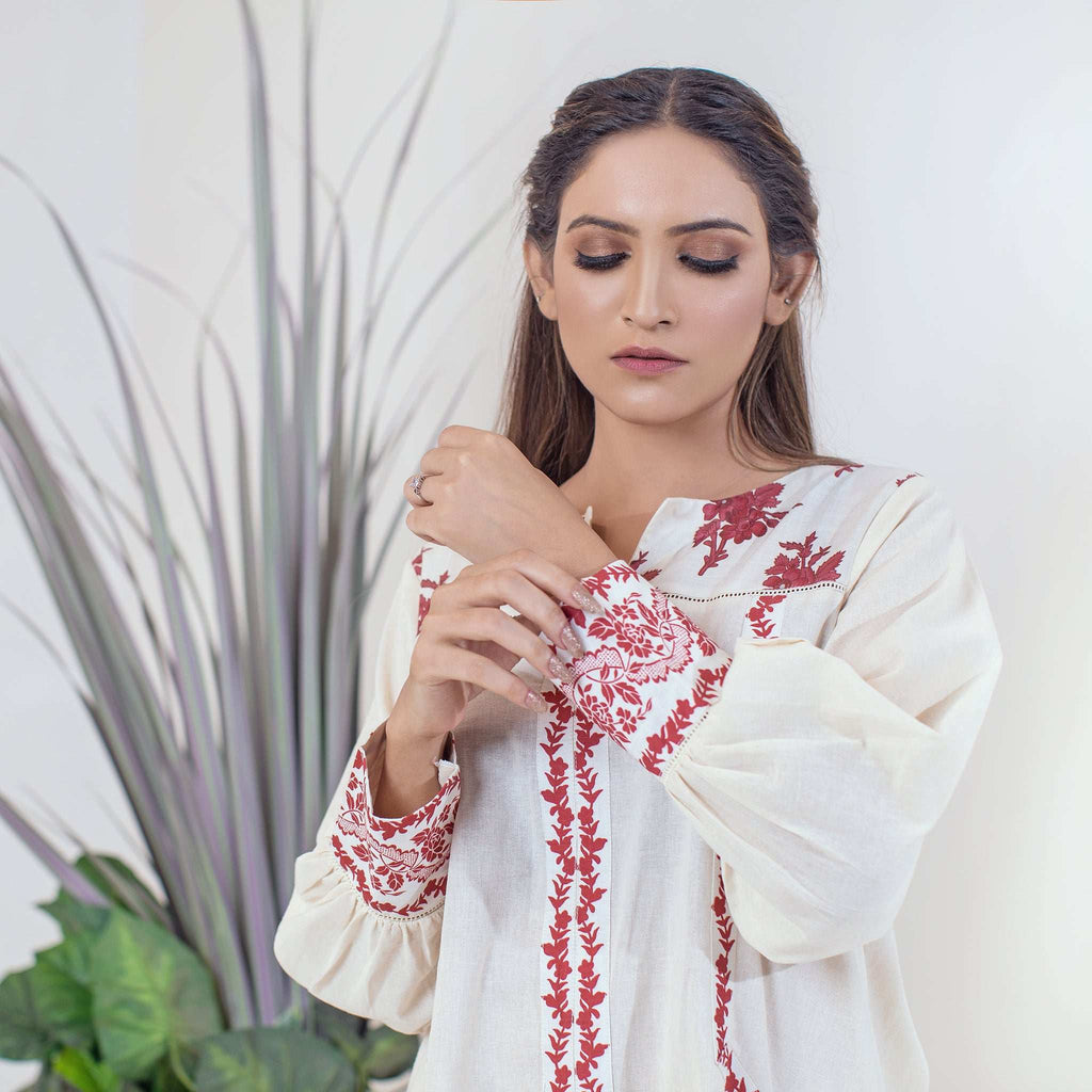 1 Piece Cotton Embroidered Co- Ord Set