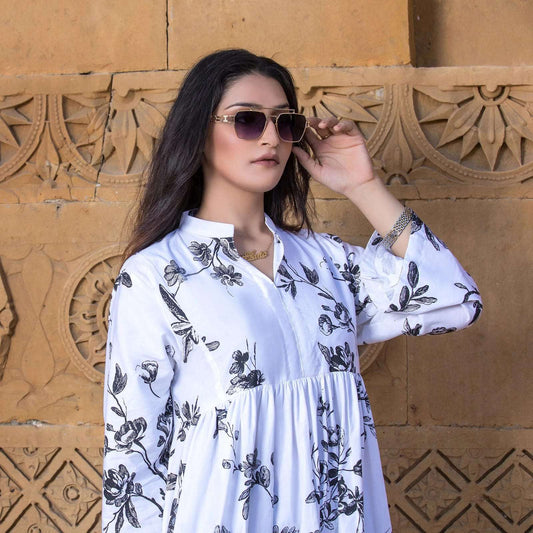 1 Piece Printed Cotton Long Dress