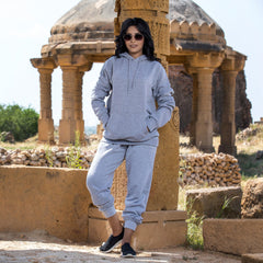 Cotton Fleece Zipper Hoodie Grey 1 piece