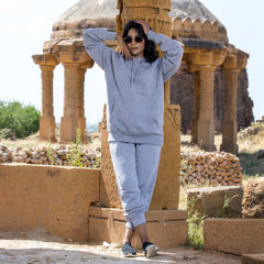 Cotton Fleece Zipper Hoodie Grey 1 piece