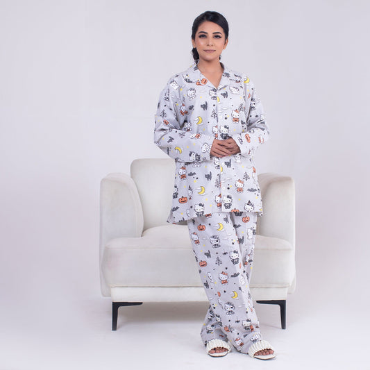 2 Piece PJ Suit- Cotton Glow in Dark ( Shirt + Trouser)