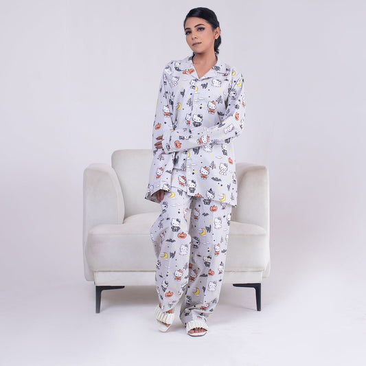 2 Piece PJ Suit- Cotton Glow in Dark ( Shirt + Trouser)