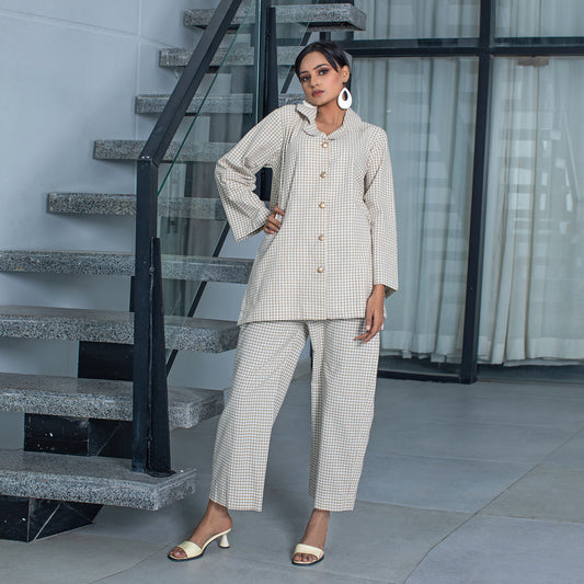 2 Piece Cotton Yarn Dyed Co- Ord Set