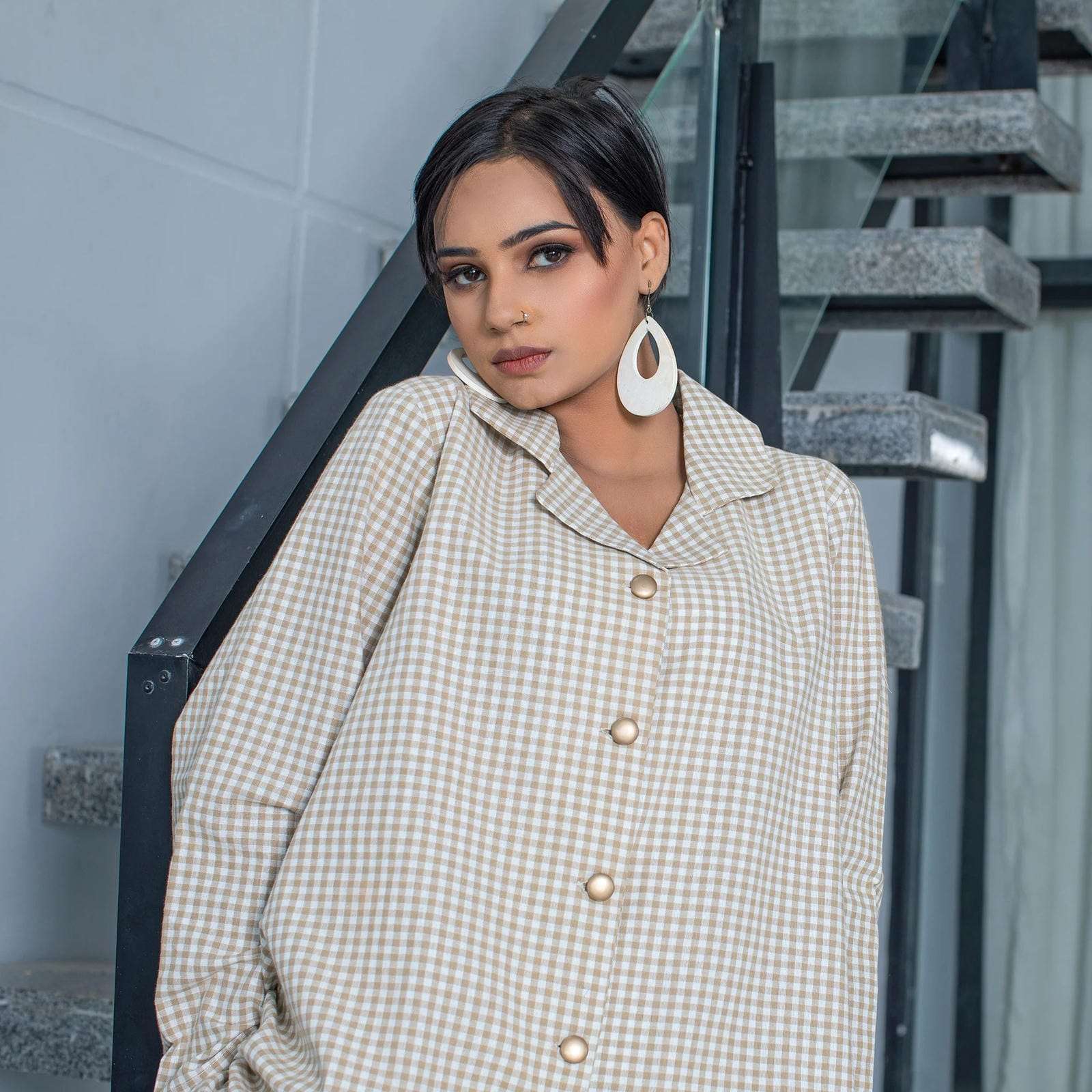 2 Piece Cotton Yarn Dyed Co- Ord Set