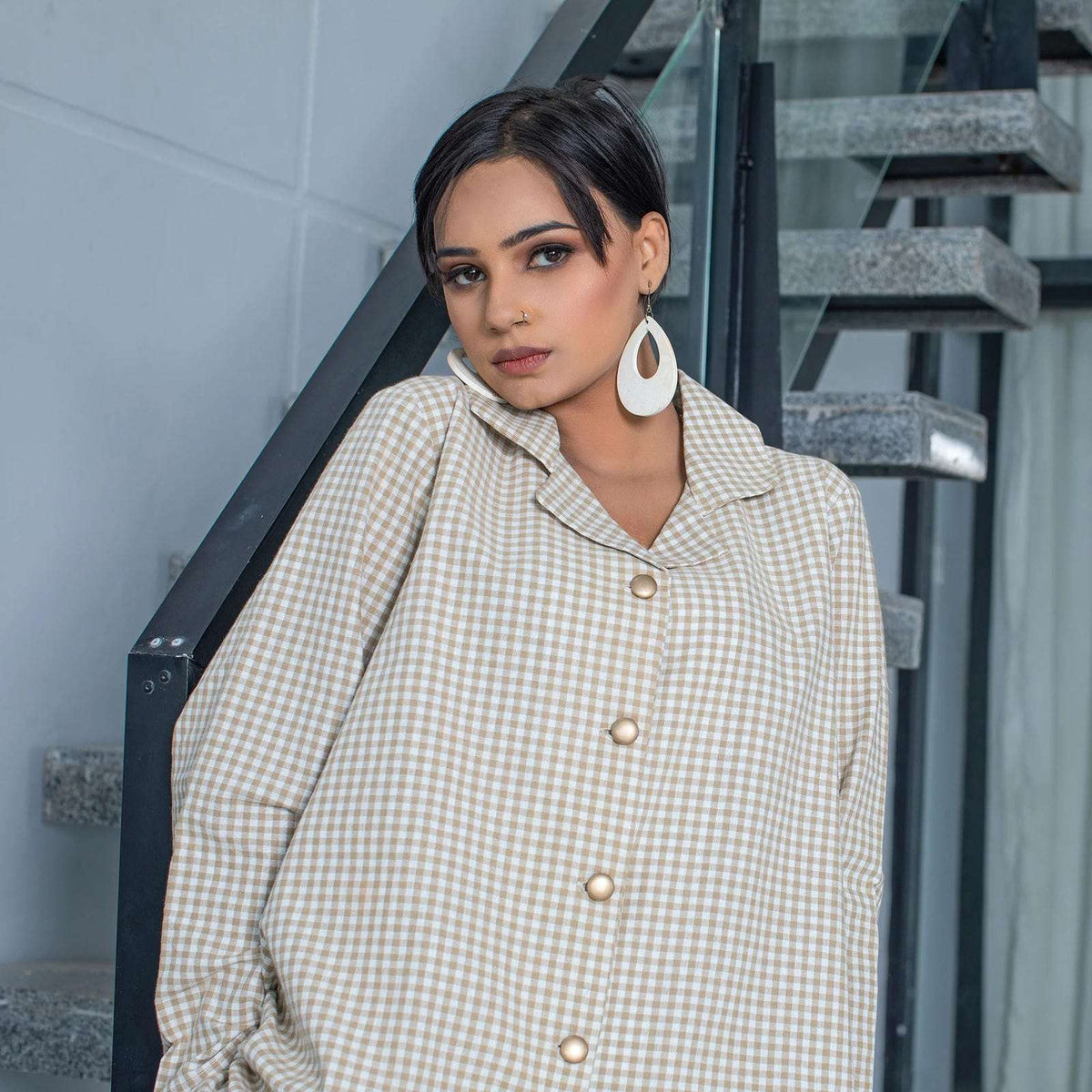 2 Piece Cotton Yarn Dyed Co- Ord Set