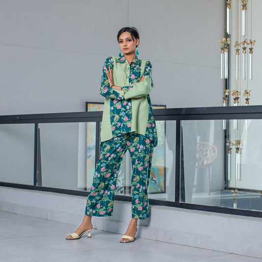 2 Piece Cotton Printed  Patch Work Co- Ord Set