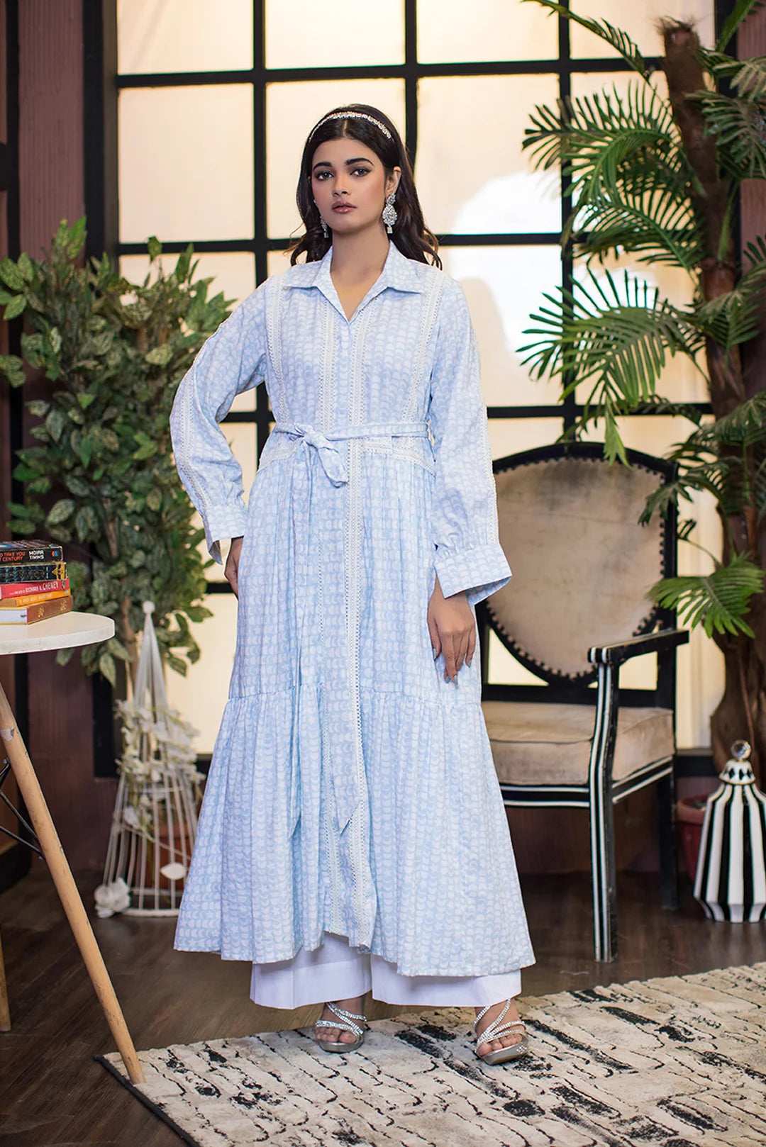 1 Piece Cotton Printed Belted Dress