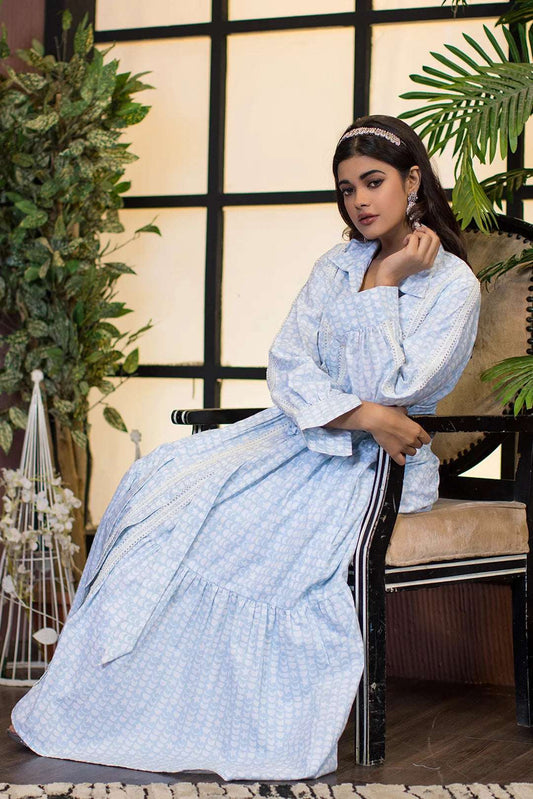 1 Piece Cotton Printed Belted Dress
