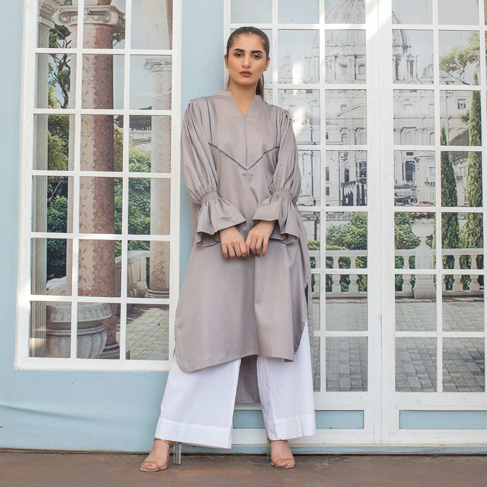 1 Piece Cotton Embellished Satin Kurta