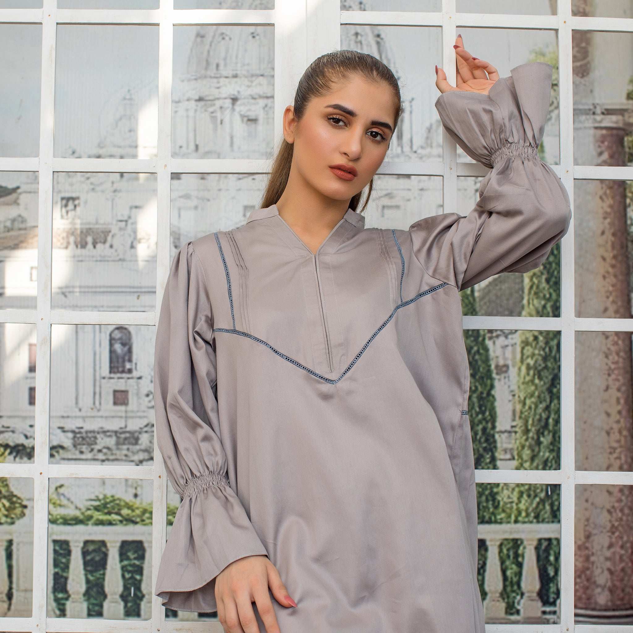 1 Piece Cotton Embellished Satin Kurta