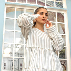 Long Greystripes Frill Shirt 1 Piece