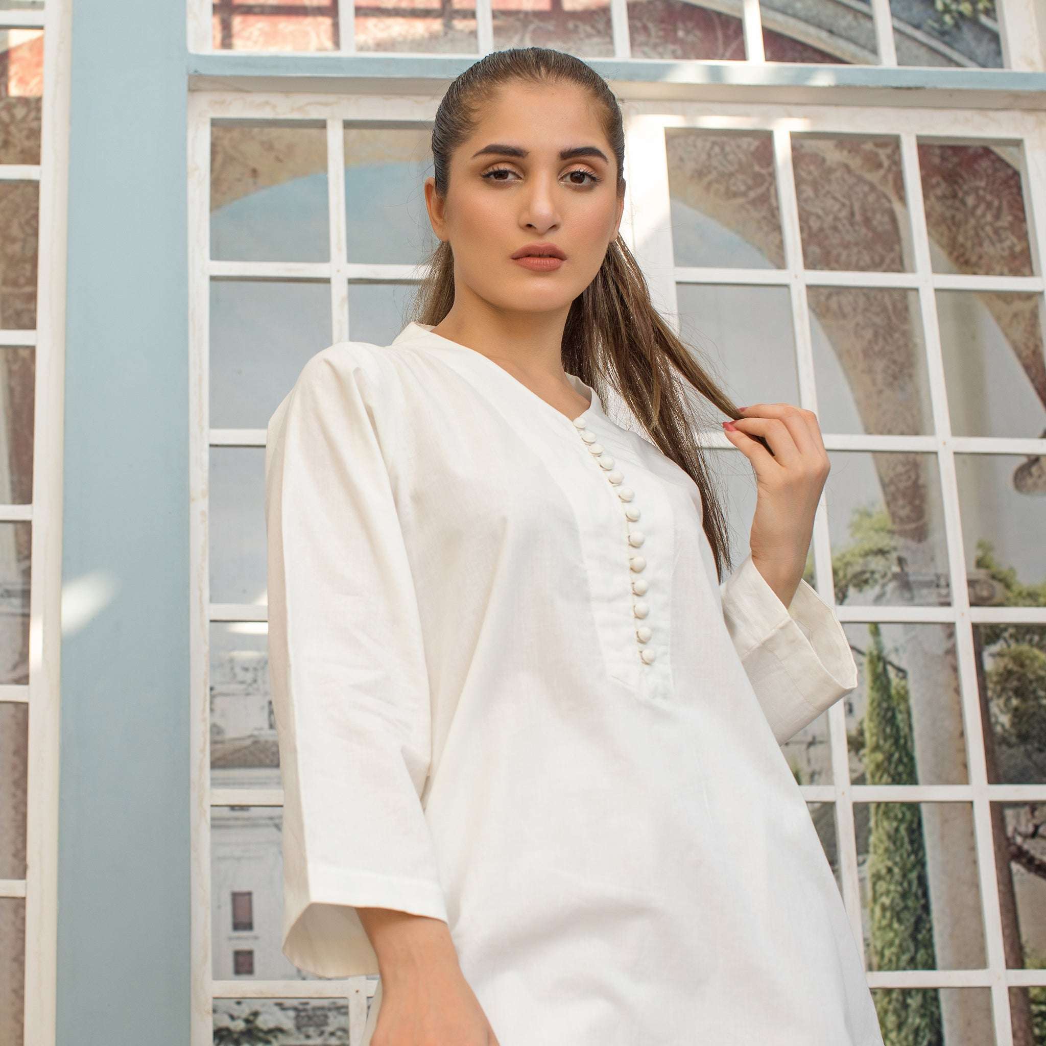 1 Piece Cotton Embellished long Kurta