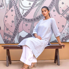 1 Piece Cotton Chambray Embroidered Shirt