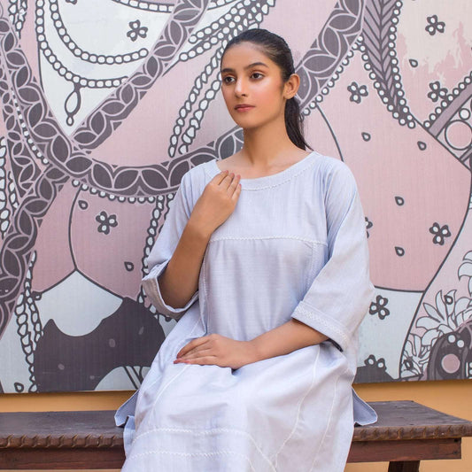 1 Piece Cotton Chambray Embroidered Shirt