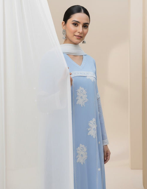 1 Piece Embroidred Chiffon Kurta ( Lined )