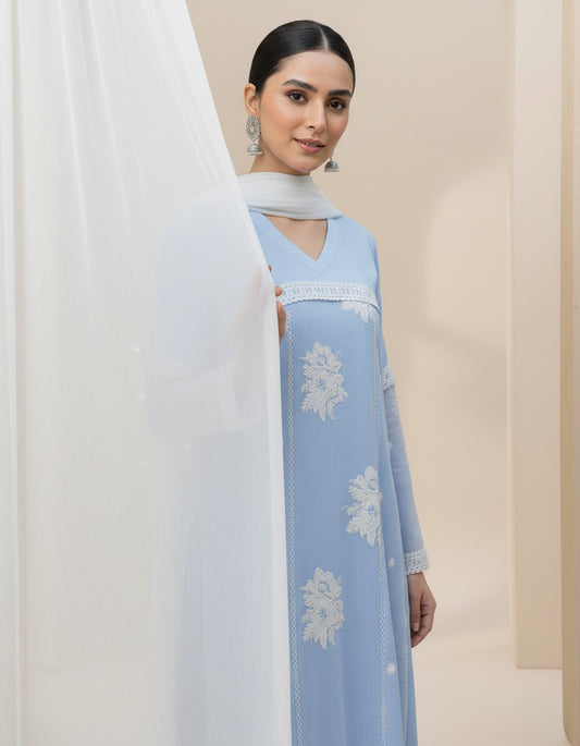 1 Piece Embroidred Chiffon Kurta ( Lined )