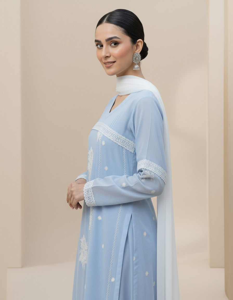 1 Piece Embroidred Chiffon Kurta ( Lined )