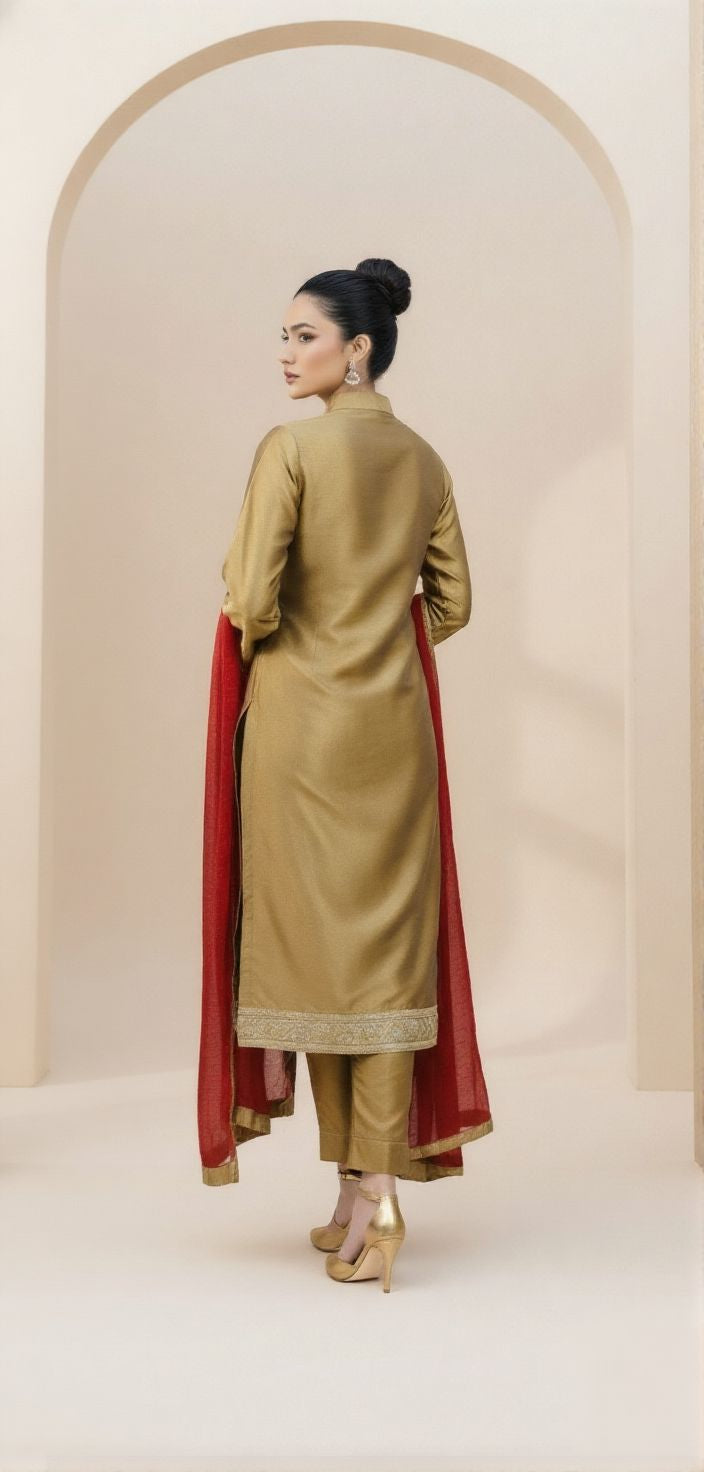 3 Piece Embroidered Suit