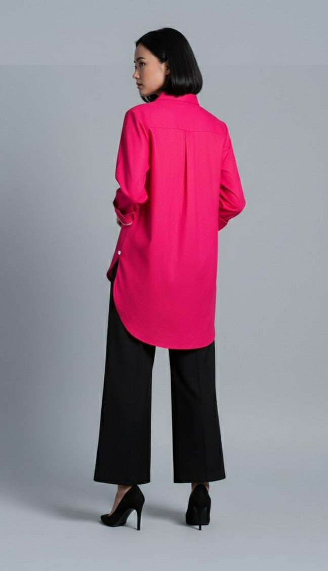 Elegant Cotton Red Stitched Shirt 1 Piece
