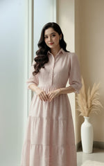 Light Pink Cotton Maxi Dress – 1 Piece Casual Wear