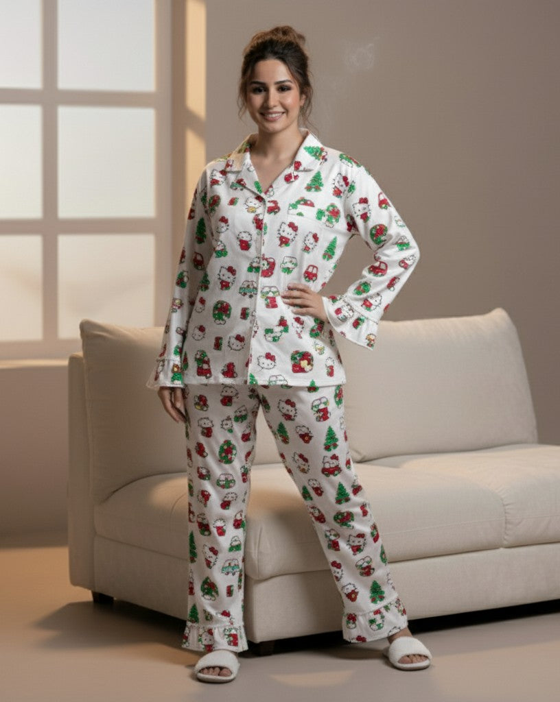 2 Piece PJ Suit- Cotton Comfy Flannel ( Shirt + Trouser)