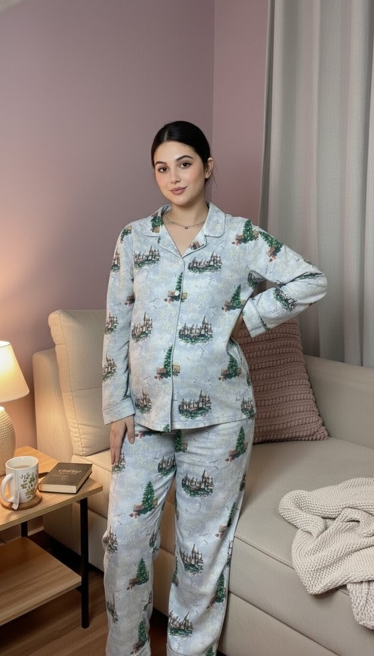 Women Pajama Suit – Castle & Nature Print