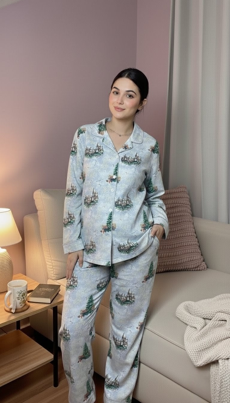 Women Pajama Suit – Castle & Nature Print
