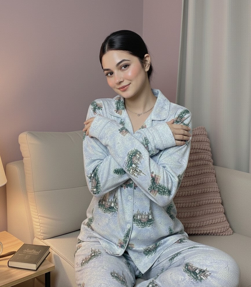 Women Pajama Suit – Castle & Nature Print