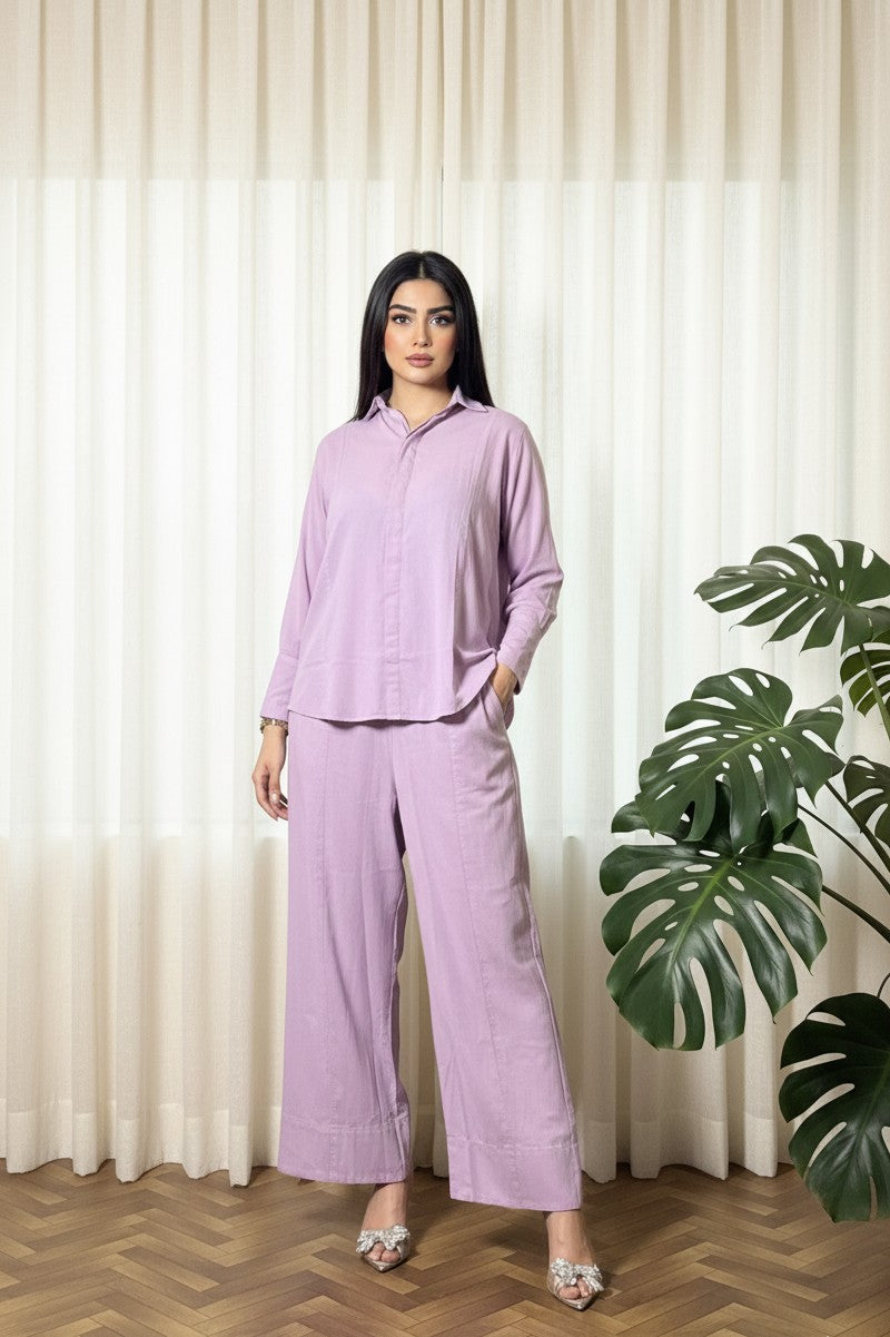 Garment Dyed Cotton Lavender Co-Ord Set