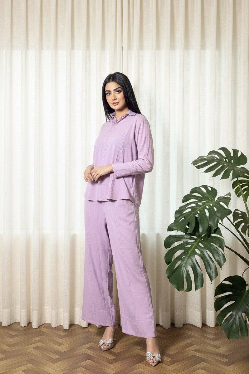 Garment Dyed Cotton Lavender Co-Ord Set