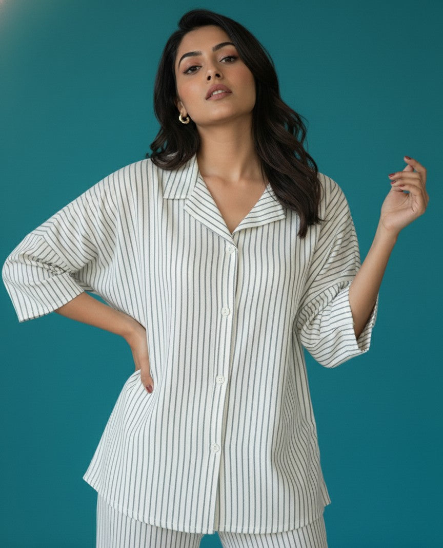 Women's Striped Cotton Co-Ord Set | Casual 2-Piece Outfit